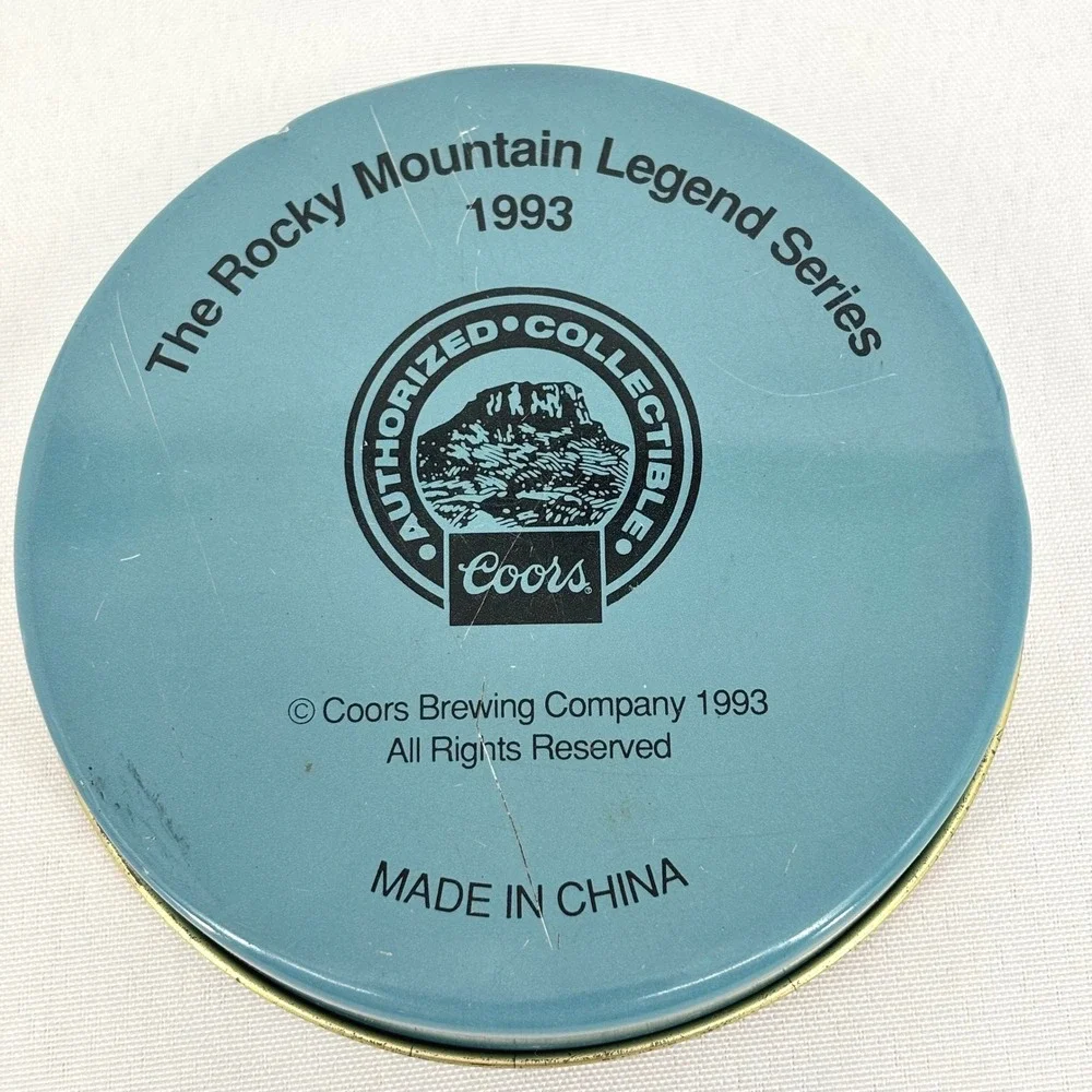 Vintage 1993 Coors Rocky Mountain Legend Series Coaster Set with Tin Fly Fishing